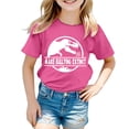 thumbnail image 2 of FAOWME Kids Girls Boys T Shirt Graphic Letter Print Short Sleeve Round Neck Comfortable Breathable Top For Daily Wear And Play,Pink,14-15 Years, 2 of 4