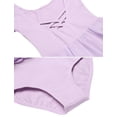 thumbnail image 6 of Oudiya Girls Ballet Dance Dress Long Sleeve Criss Cross Back Skirted Leotard Dancewear Purple for 6-7Y, 6 of 10