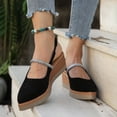 thumbnail image 2 of Womens Wedge Sandals Espadrilles Closed Toe Slingback Elatic Strap Comfortable Casual Platform Lightweight Summer Walking Shoes Black Size 8.5, 2 of 6