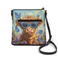 thumbnail image 2 of Tutolipy Lightweight Single Shoulder Crossbody Purse for Travel Weekend Getaways Weekend Activities, PU Leather Waterproof Adjustable Strap Design Satchel Bag, Highland Cow Floral Print, 2 of 7