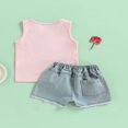 thumbnail image 2 of Little Girls Short Sleeve Tank Tops Ripped Denim Shorts Pants 2PCS Outfits Set, 2 of 6