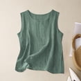 thumbnail image 5 of Auralook Cotton Linen Tank Tops for Women Solid Casual Summer Gauze Shirt Basic Sleeveless Round Neck Loose Vest Beach Vacation Clothes, 5 of 5