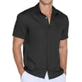 thumbnail image 2 of QDG Mens Polo Shirts Short Sleeve Casual Button Down Shirt for Men Summer Beach Vacation Shirt black L, 2 of 10
