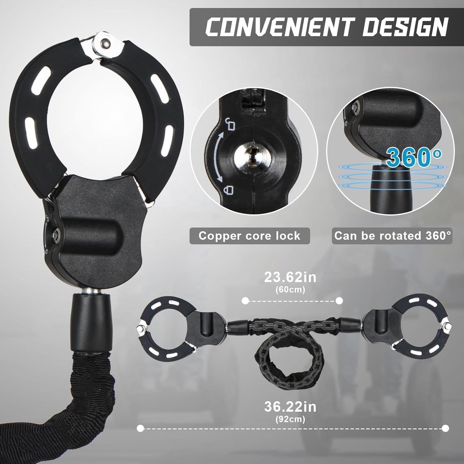 Scooter Lock, Bike Locks High Security with Key, 36.22inch