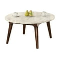 thumbnail image 2 of Acme Gasha Coffee Table White Natural Marble Top & Walnut, 2 of 5