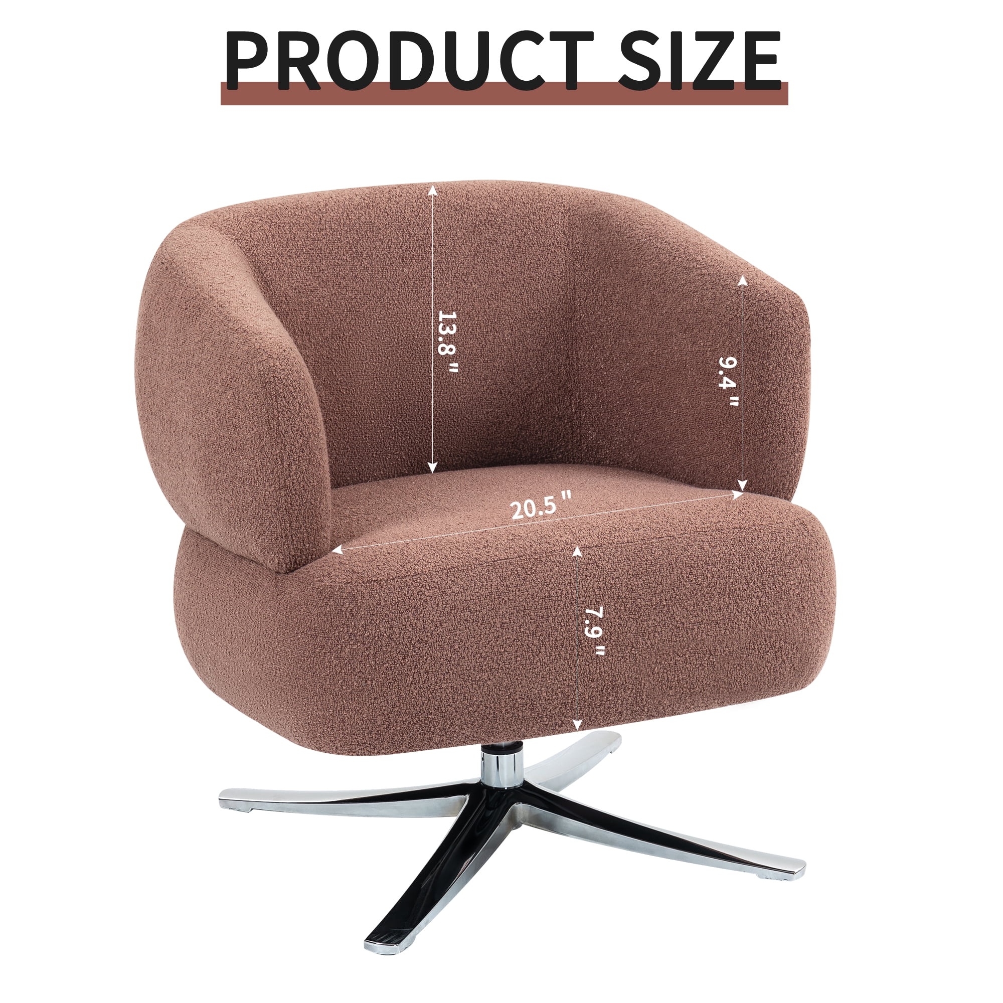 Swivel Chair, Accent Chair, Leisure Sofa With 360 Rotation Linen Fabric Thick Cushion For Living Room Balcony Study, Red Curved Armrest Sofa Chair
