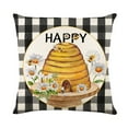 thumbnail image 4 of Spring Yellow Bumble Bee Happy Gnome Decorative Throw Pillow Cover 18x18inch Set of 4, Summer Black Buffalo Plaid Honey Themed Home Decoration, Farmhouse Cushion Case Patio Porch Outdoor Decors, 4 of 5