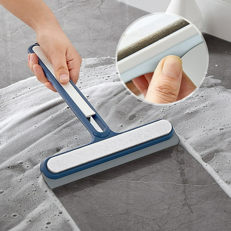 Thinsont Glass Clean Scraper Professional Shower Door Wipe Tools Bathroom  Window Squeegee Wiper with Long Handle Sponge Cleaning Tool White 