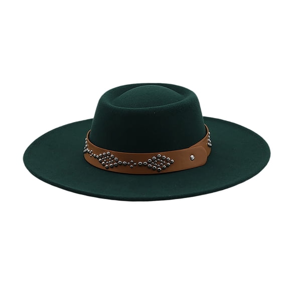 SRZYMJ Classic Western Felt Cowboy Cowgirl Hat for Women Men Wide Brim Belt Buckle Cowboy Hat