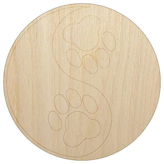 Paw Prints Yin Yang Cat Dog Wood Shape Unfinished Piece Cutout Craft DIY Projects - 4.70 Inch Size - 1/4 Inch Thick