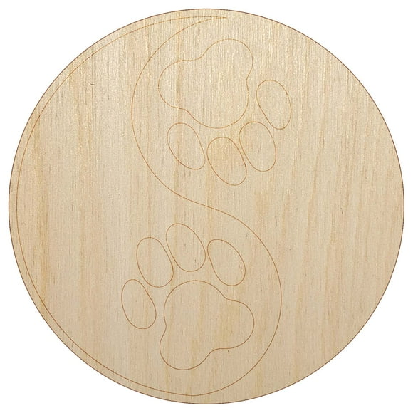 Paw Prints Yin Yang Cat Dog Wood Shape Unfinished Piece Cutout Craft DIY Projects - 4.70 Inch Size - 1/4 Inch Thick