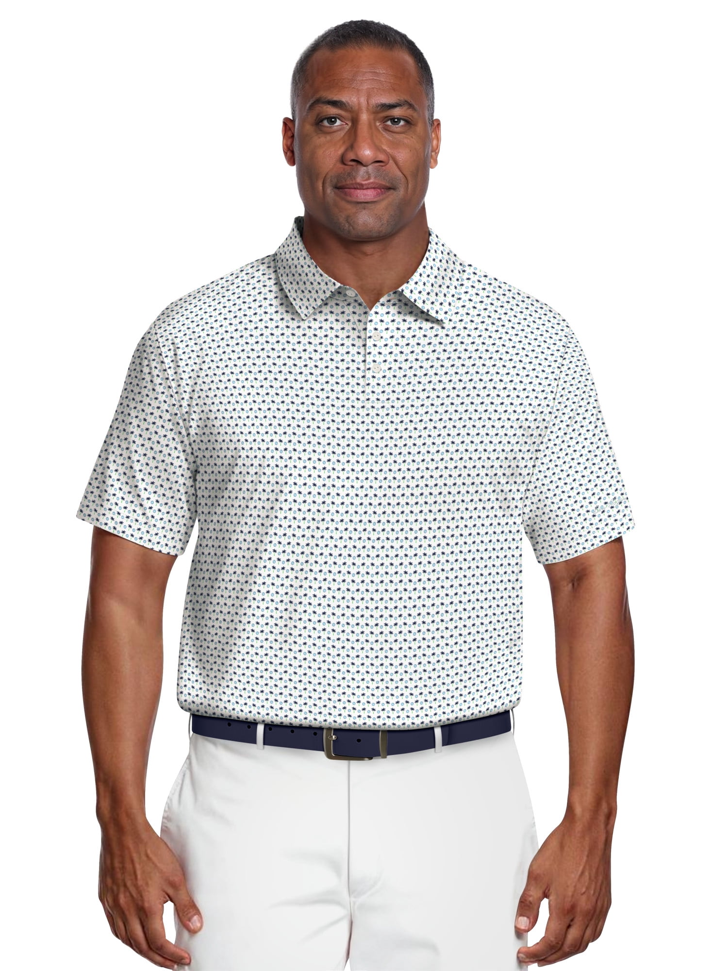 Ben Hogan Men's & Big Men's Performance Palm Tree Golf Ball Short Sleeve Polo Shirt, Sizes S-5XL