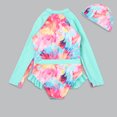 thumbnail image 2 of RUTAYY Baby Girls Long Sleeve Floral Printed Ruffles Swimsuit Rash Guard Shirts Bathing Suit Beach Vacation Brazilian Swimwear Beachwear, 3-4 Years, 2 of 3