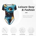 thumbnail image 6 of Daiia Adorable Blue Baby Dragon print Women's Crew Neck Short Sleeve Bodysuit Fashion Tops Fit Casual Basic Extender Bodysuit-Small, 6 of 9