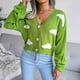 thumbnail image 2 of Cárdigan para mujer, suéteres, moda, patrón de nube blanca, cárdigan holgado de manga larga con cuello en V, Tops para otoño, 2 of 7