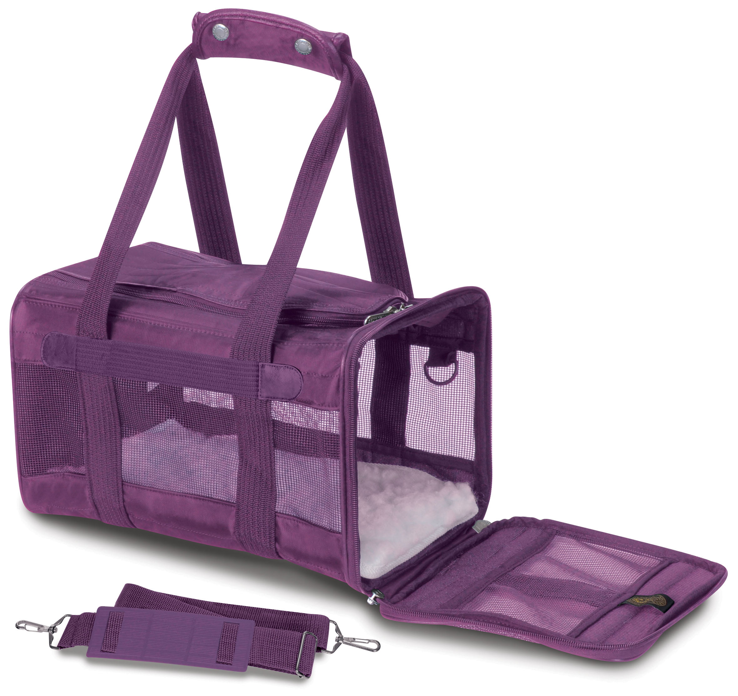 purple pet carrier
