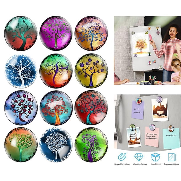 12 imanes para el refrigerador con forma de árbol de la vida, imanes 3D para el refrigerador, para gabinetes de oficina, pizarras blancas y fotografías, imanes decorativos para el hogar (rm0056)