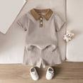 thumbnail image 2 of NOLDARES Toddler Baby Summer Outfits Crew Neck T-shirt+Striped Shorts with Pockets Boy Casual Clothing Set 1-6 Years Blazer,12-18 M, 2 of 9