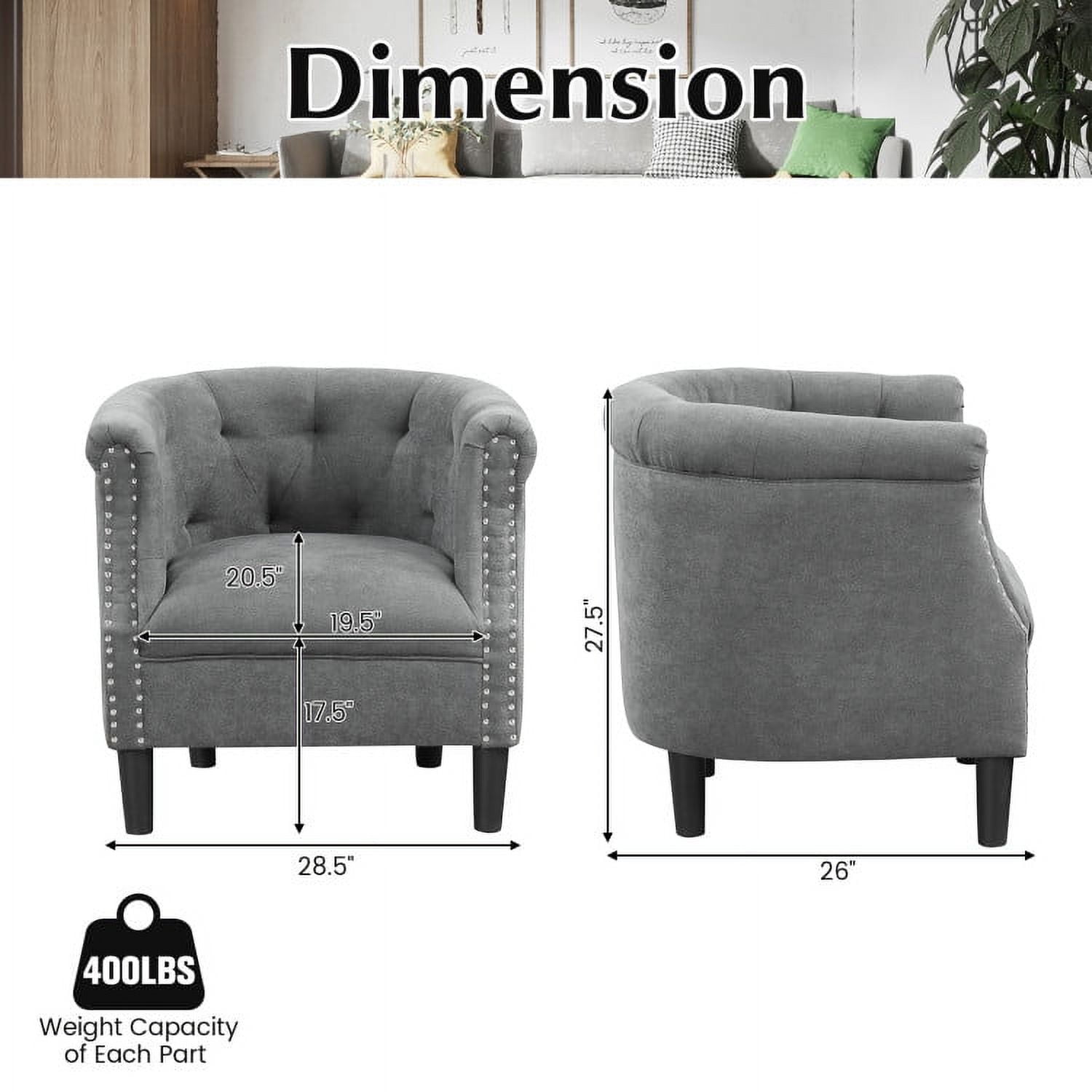 Finihen Accent Chair with Ottoman, Modern Accent Armchair with Ottoman, Armchair Barrel Sofa Chair and Footrest, for Living Room, Bedroom, Grey Finihen Accent Chair with Ottoman, Modern Accent Armchair with Ottoman, Armchair Barrel Sofa Chair and Footrest, for Living Room, Bedroom, Grey