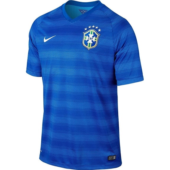 Nike Brazil Away Mens Soccer Stadium Jersey Blue-2014/15