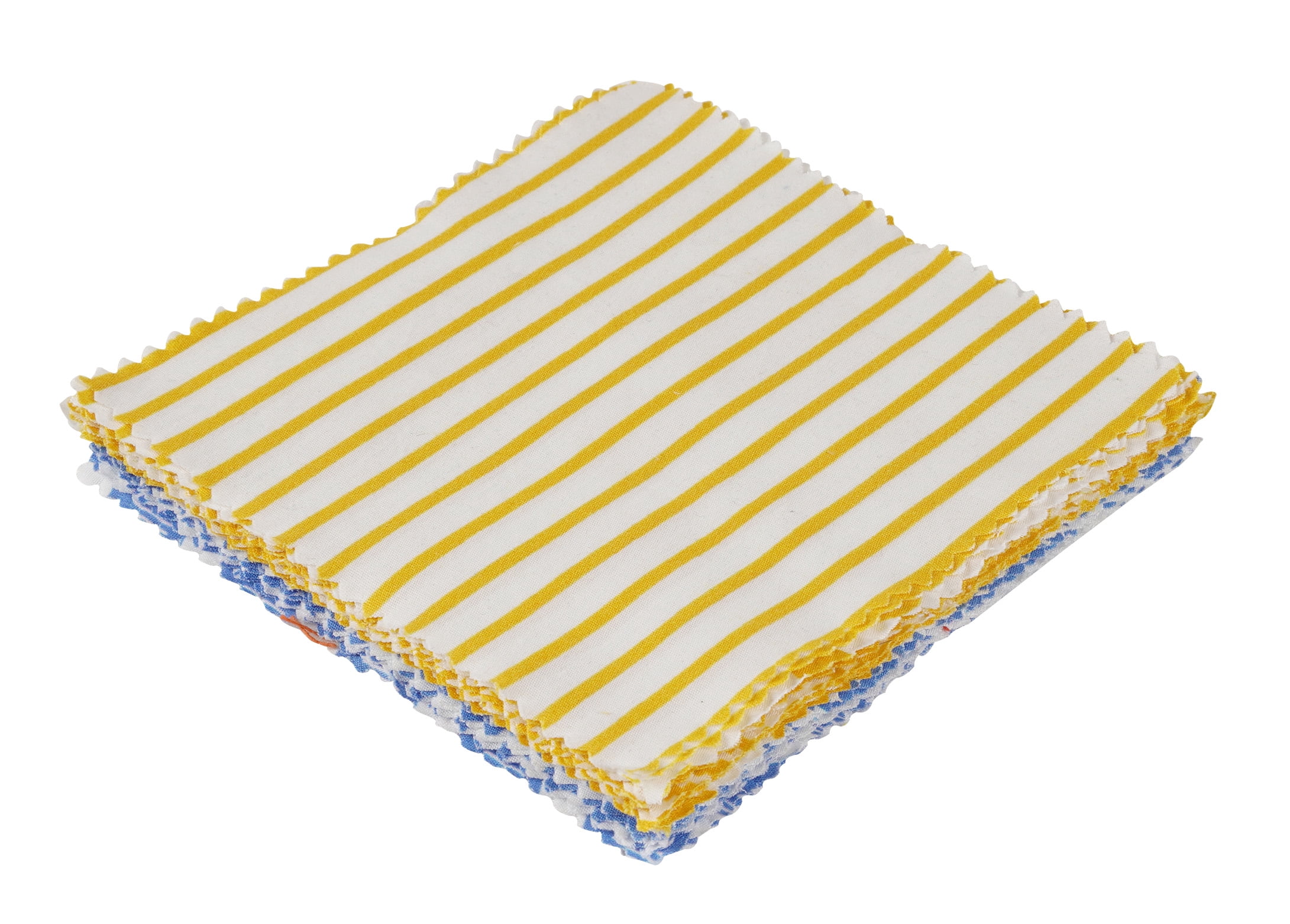 Soimoi Precut 10-inch Geometric Patterns Prints Cotton Fabric Bundle Quilting Squares Charm Pack DIY Patchwork Sewing Craft- Yellow & Blue