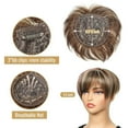 thumbnail image 4 of Extensiones De Pelo Corto Para Mujeres Con Adelgazamiento, Gran Cobertura Total Con 3 Pinzas, Flequillo Fino (Rubio Con Reflejos Castaños), Rubio Con Reflejos Castaño Oscuro, 4 of 5
