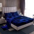 thumbnail image 2 of Blue Purple Geometric Sheet Set Geometry Gradient Cubes Sheets Twin Size,Neon Ombre Light Bed Sheets Set Abstract Modern Soft Flat Fitted Sheet For Kids Boys Girls Teens Room Decor, 2 of 7