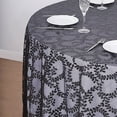 thumbnail image 6 of BalsaCircle 120" Black Embroidered Leaves Sequined Sheer Tulle Round Tablecloth Party Events Decorations Supplies, 6 of 8