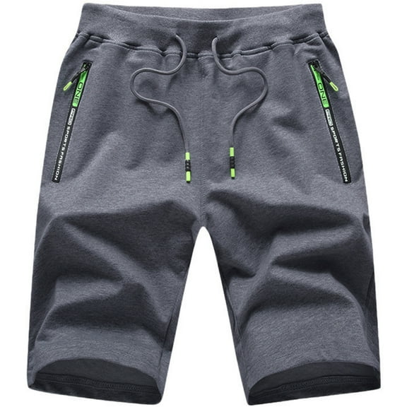 Tyhengta Mens Shorts Casual Sports Drawstring Zipper Pockets Elastic Waist Black 40