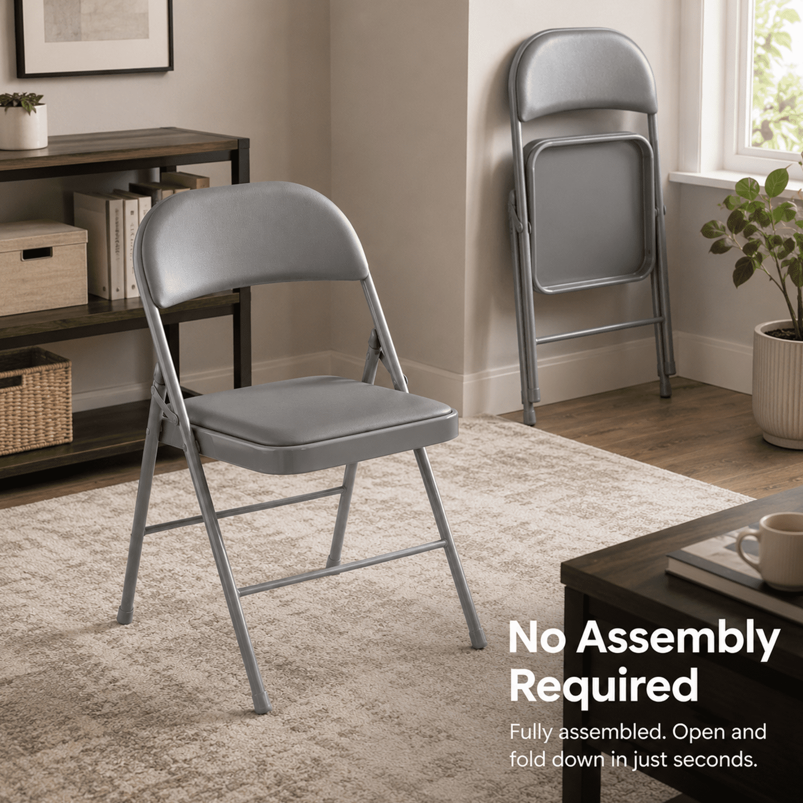 Alvantor 2 Pack/ 4 Pack Folding Chair, with Padded Cushion and Back - PU Leather Stackable Portable Dining Chairs Set, for Home and Office, Conference, Wedding, Party, Patio