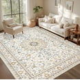 thumbnail image 3 of 5x7 Area Rugs Living Room Rug: Washable Vintage Boho Rug No Slip Stain Resistant Soft Carpet Indoor Floor Floral Large Carpets for Bedroom Dining Room Farmhouse Nursery Hallway Home Office Beige, 3 of 9