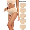 thumbnail image 1 of 5 Pack Plus Size Basic Panties Set, Women's Plus Solid High Waist Medium Stretch Soft Underwear Five Piece Set, 1 of 5