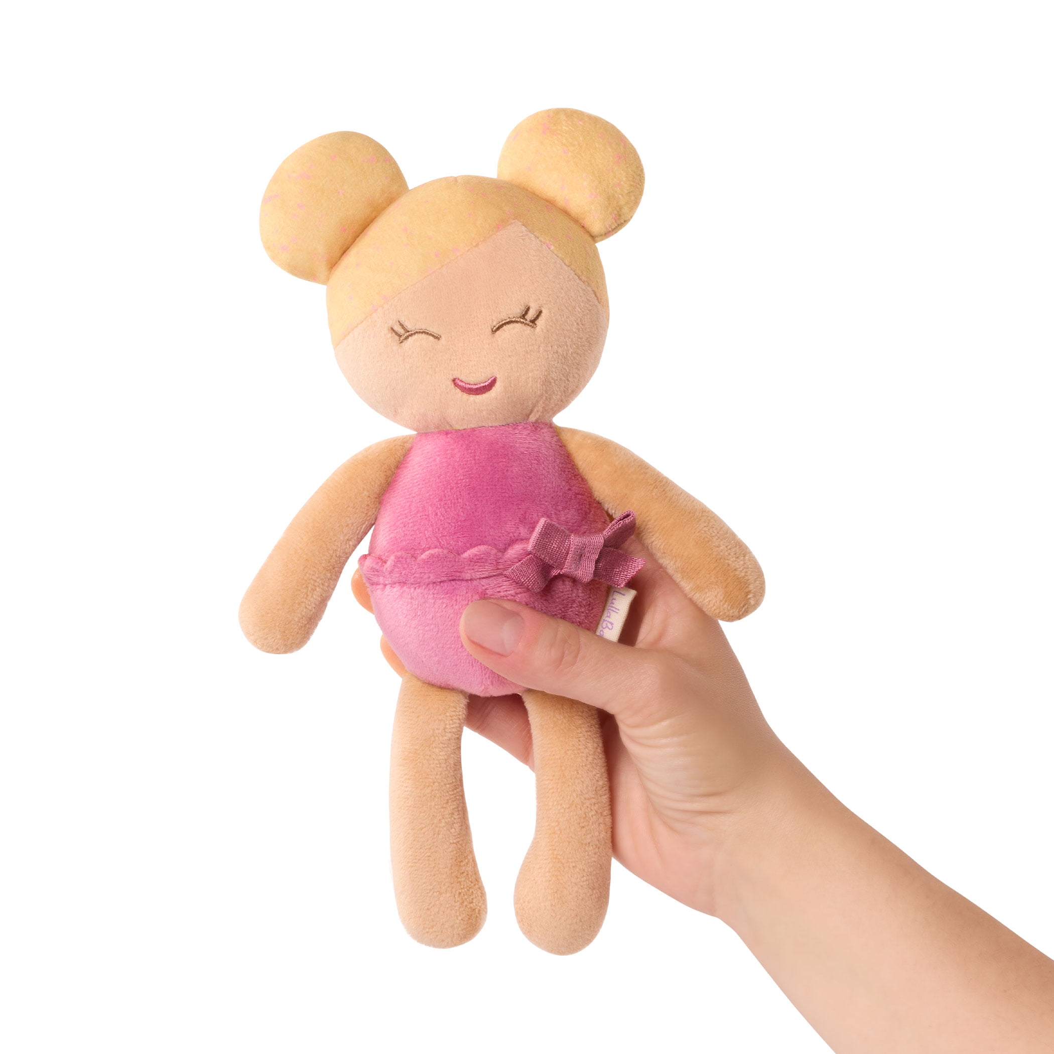 Petite poupée de bain en peluche – fille aux cheveux bruns made by Lullababy