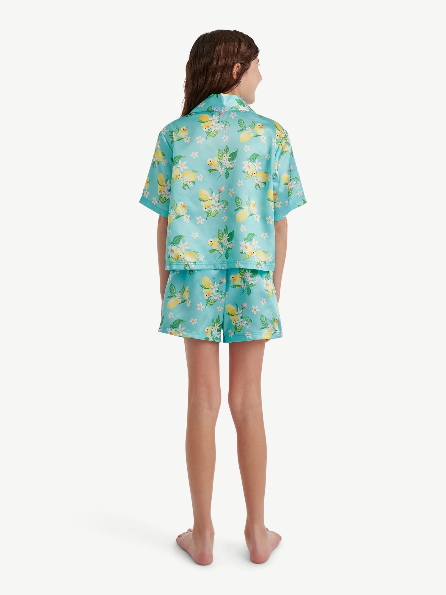 Justice Girls Short Sleeve Button Top and Shorts Pajama Set, 2-Piece, Sizes 5-18