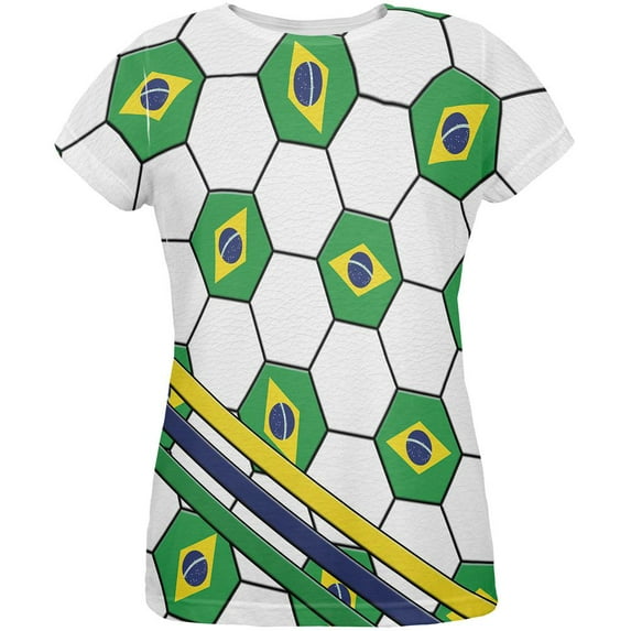 World Cup Brazil Soccer Ball All Over Womens T Shirt Multi LG