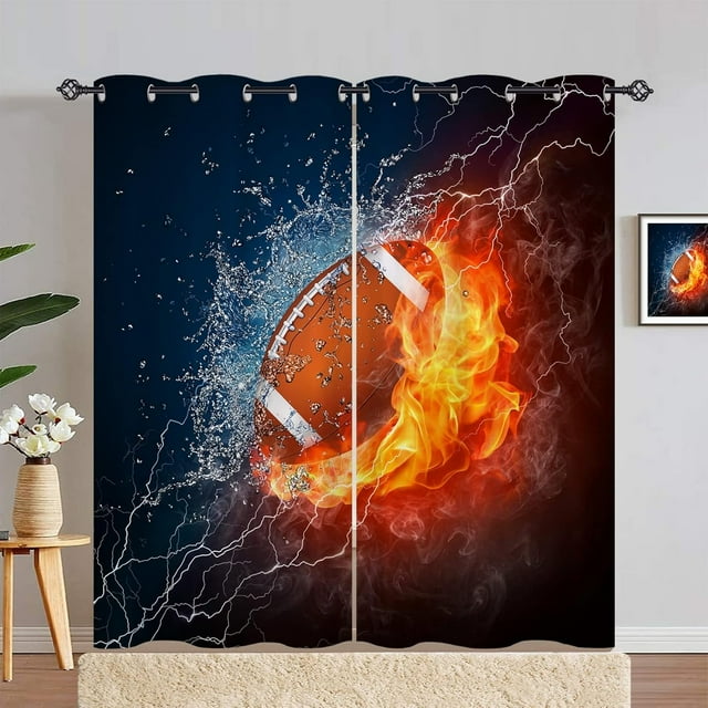 Waterfall Curtains Nature Scenery Theme Window Drapes with Spring Forest Tree Waterfall Landscape Print Pattern Rod Pocket Decor Curtains for Bedroom Living Room Cafe, 2 Panels, 42 x 84 Inch