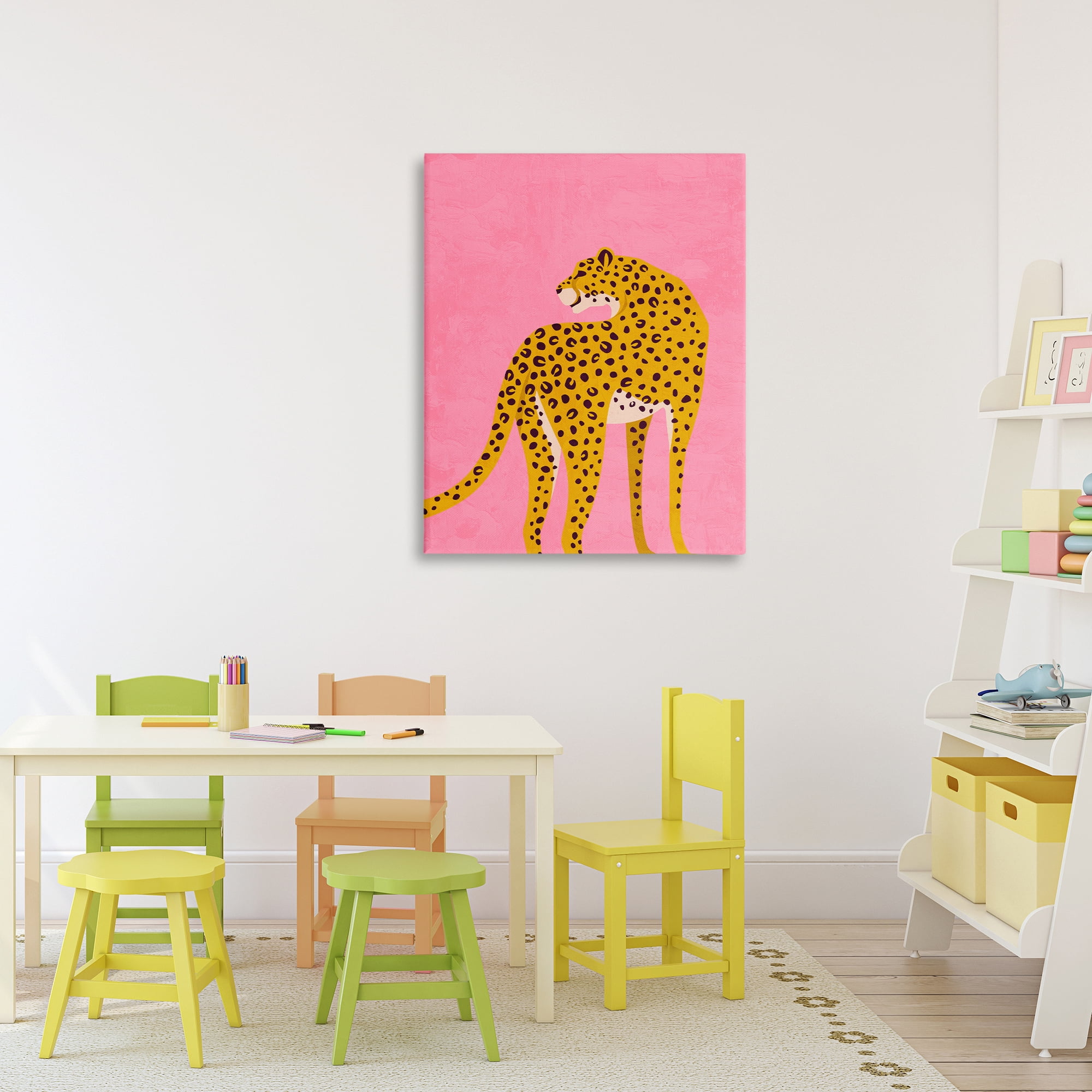 Stupell Industries Leopard on Pink Serenade Canvas Wall Art, design by Kim Allen