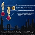 thumbnail image 2 of Gem Stone King 10K Yellow Gold Red Created Ruby and Lab Grown Diamond Stud Dangle Earrings for Women | 0.85 Cttw | Gemstone July Birthstone | Round 4.5MM, 2 of 6