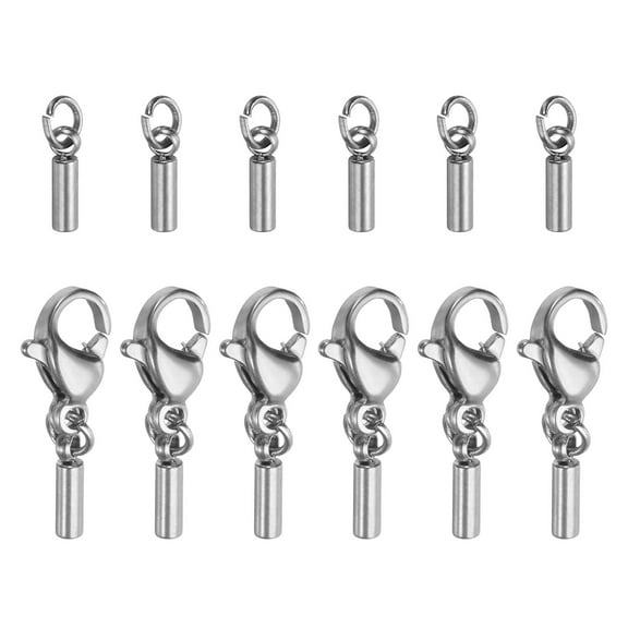 REGALWOVEN Cord End Cap Lobster Claw Clasp End Caps Stainless Steel for DIY Bracelets Necklaces Silver Tone 1mm