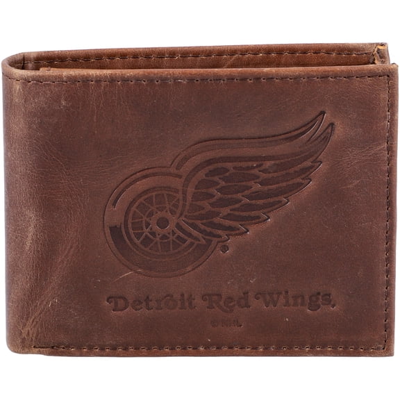 Brown Detroit Red Wings Bifold Leather Wallet