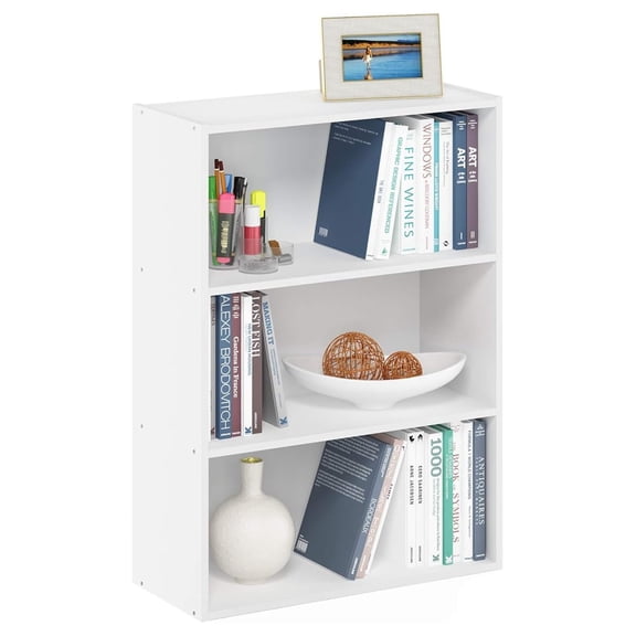 SONGMY Book Shelf, 3-Tier Bookshelf, Storage Shelves Bookcase, 9.7 x 23.7 x 31.5, for Living Room, Bedroom, Home Office, Plain White