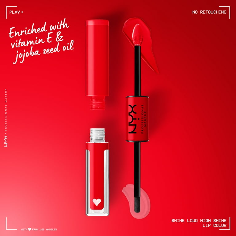 Shine Makeup Rebel In Long-Lasting Professional Loud NYX High Liquid Shine Red Vegan Lipstick,