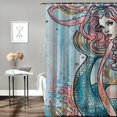 thumbnail image 2 of Chilfamy  Mermaid Stall Shower Curtain, Cartoon Woman in Sea Sirens of Greek Myth Female Human Tail of Fish Image, Fabric Bathroom Decor Set with Hooks, Pink Blue White, 2 of 7