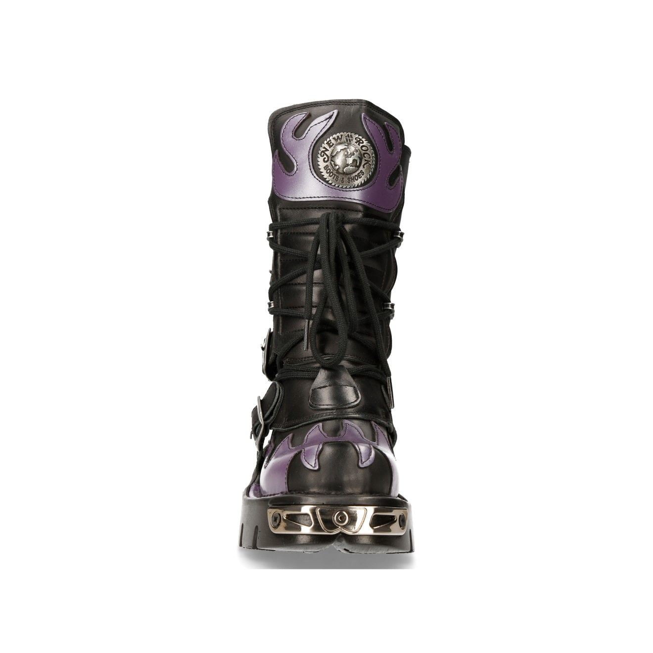 ミドルブーツ MONCLER Women Boots 4G00030M3549 N51 Purple NEW ROCK M-591-S5 PURPLE FLAME PUNK BOOTS Black Leather