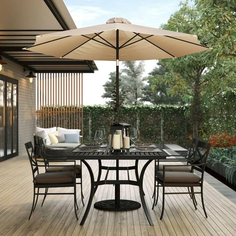 9 ft steel crank and tilt patio umbrella in cafe Flash Furniture 9' Round with 1.5
