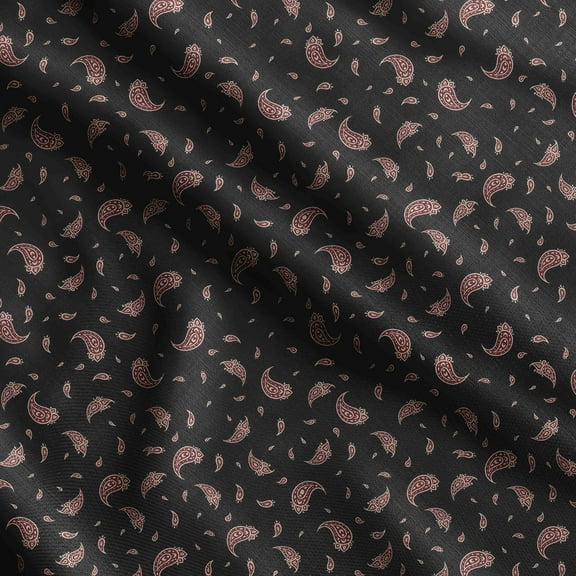 Soimoi Asian Paisley Print, Silk Fabric, Decor Sewing Fabric by The Yard 42 Inch Wide,Decorative Fabric for Shirts Suits Ties, Black