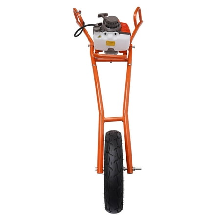 Aiqidi 63CC 2 Stroke Gas Powered Post Hole Digger 3HP Earth Auger Borer Wheelbarrow Fence Ground Drill Pit Digger Trolley with 11" Bit, Red