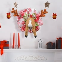 Christmas Wreaths for Front Door Christmas Reindeer Wreath with Lace Ribbon Deer Wreath for Home Wall Window Porch Indoor Outdoor Decor