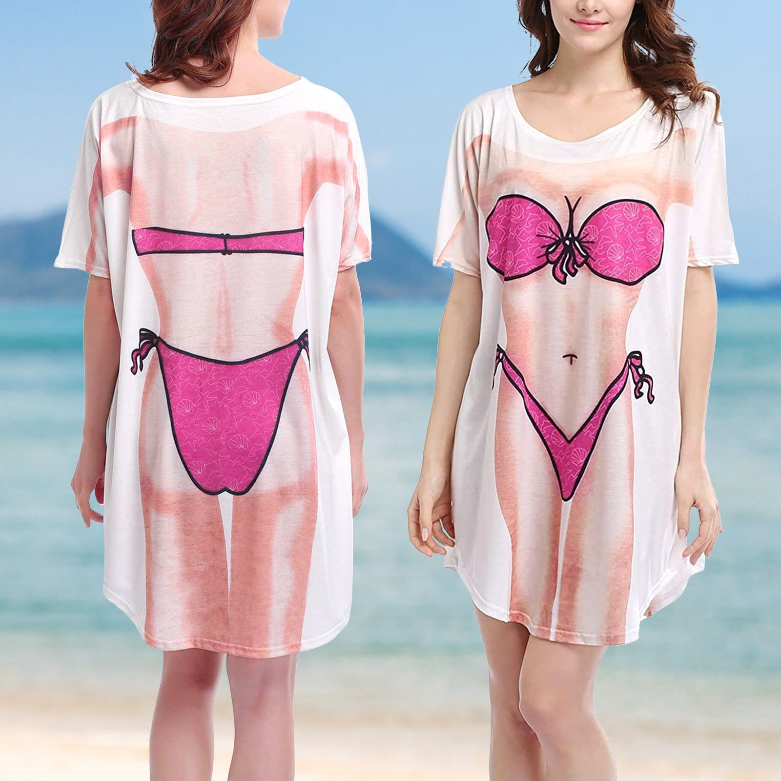 Shirt Short Sleeve Loose Swimwear Cover 