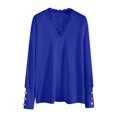 thumbnail image 5 of zaveiop Womens Lace Trim on V Neck Line Sweaters Lightweight Solid Color Long Sleeve Button Decorated Cuffs Pullover Tops (Blue, 3XL), 5 of 5